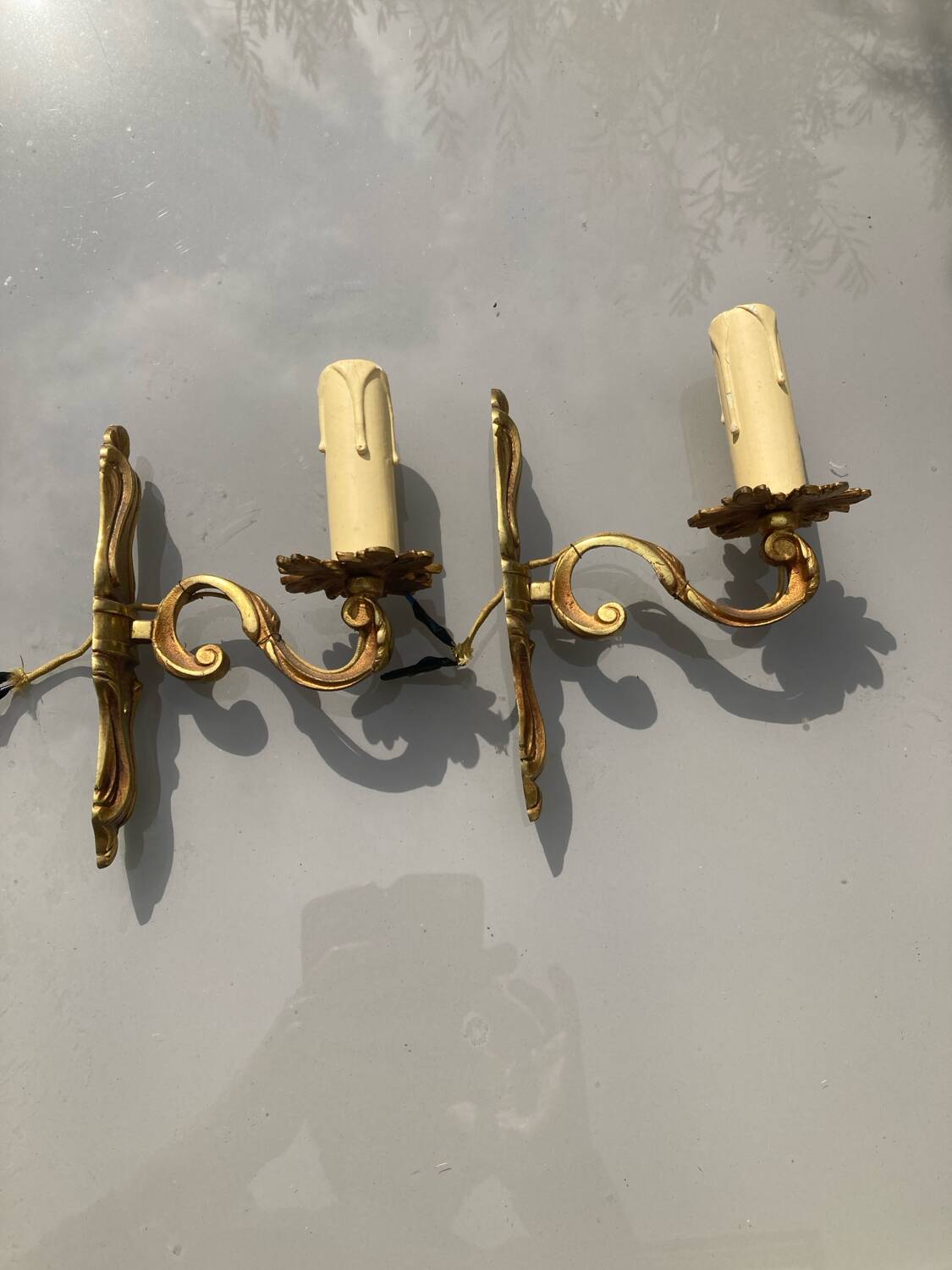 Brass wall lights candle holder