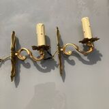 2 appliques en laiton figurant un bougeoir