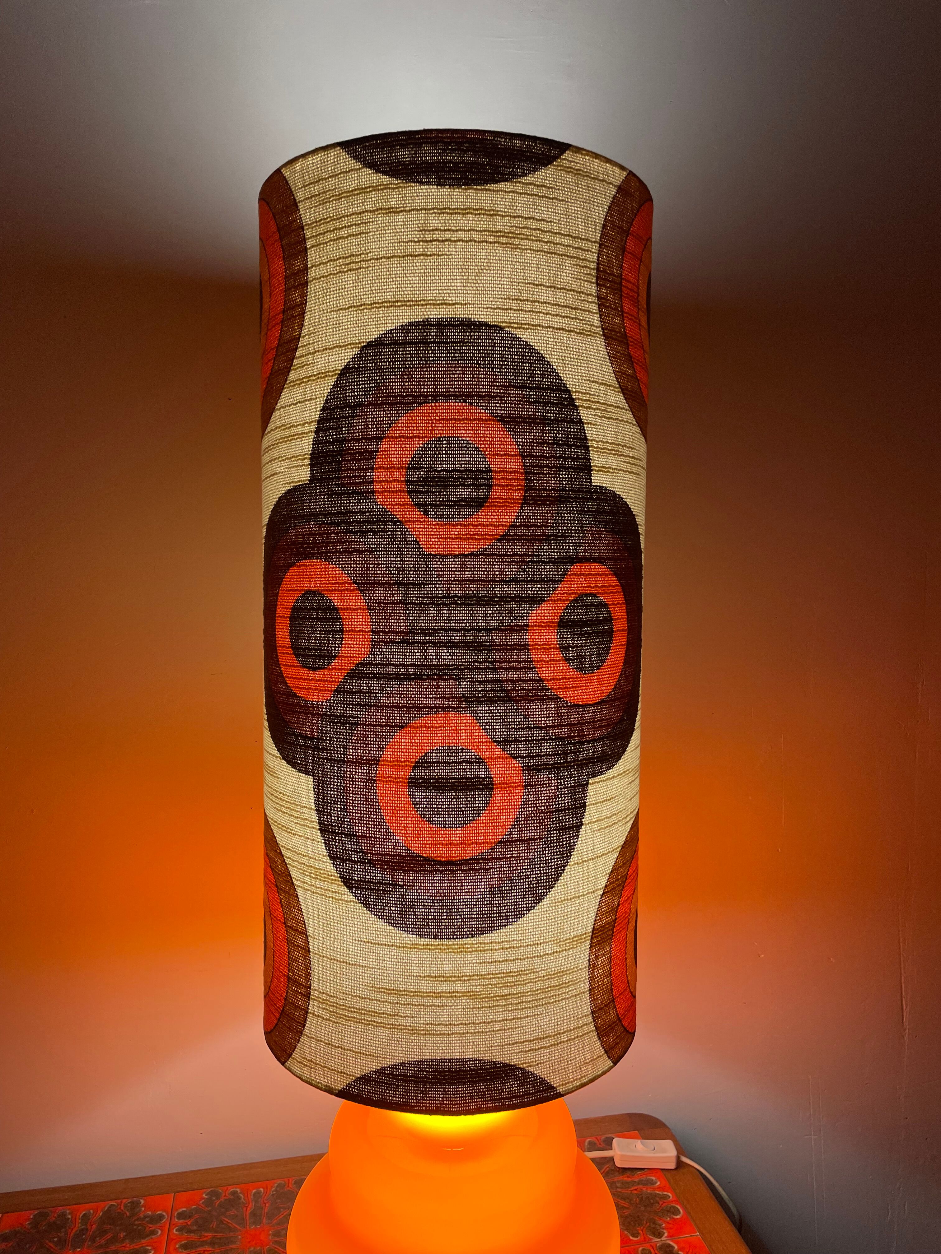 Supertone table lamp - orange opaline and vintage fabric
