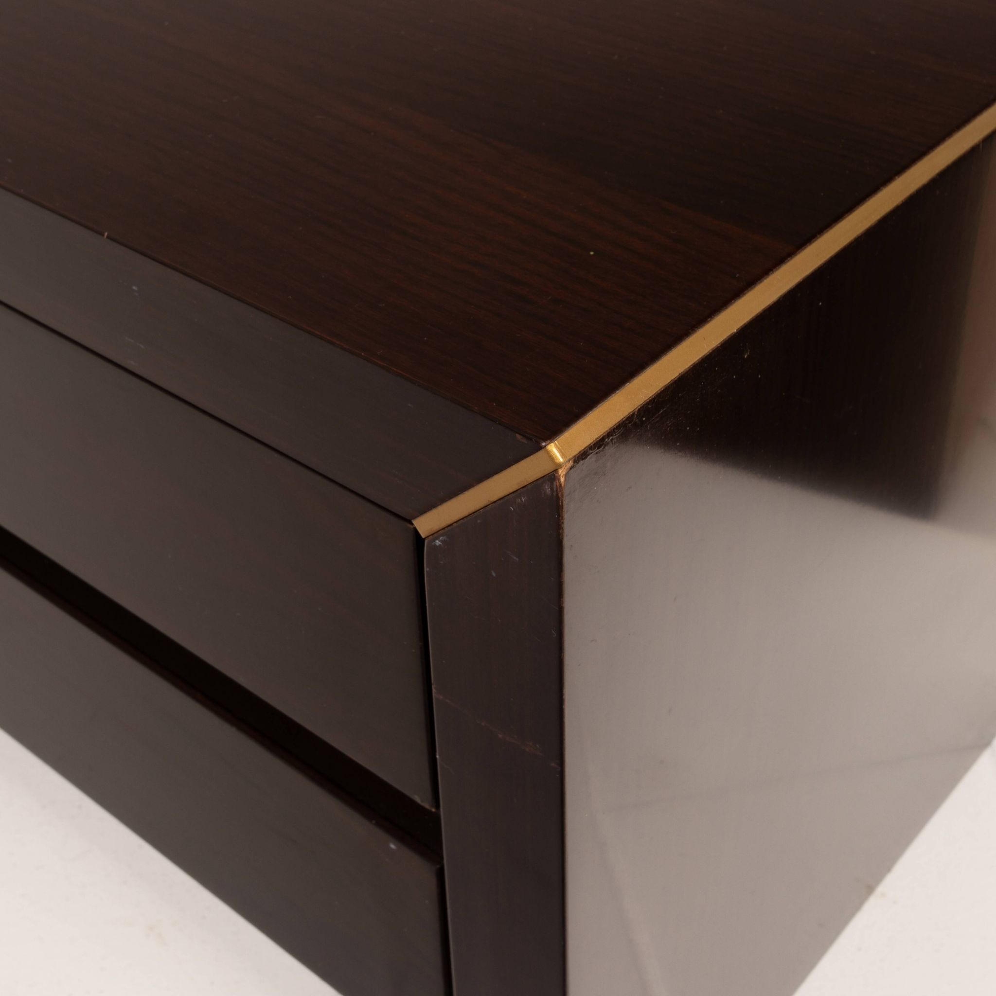Pair of African rosewood and brass bedside tables for Fratelli Turri