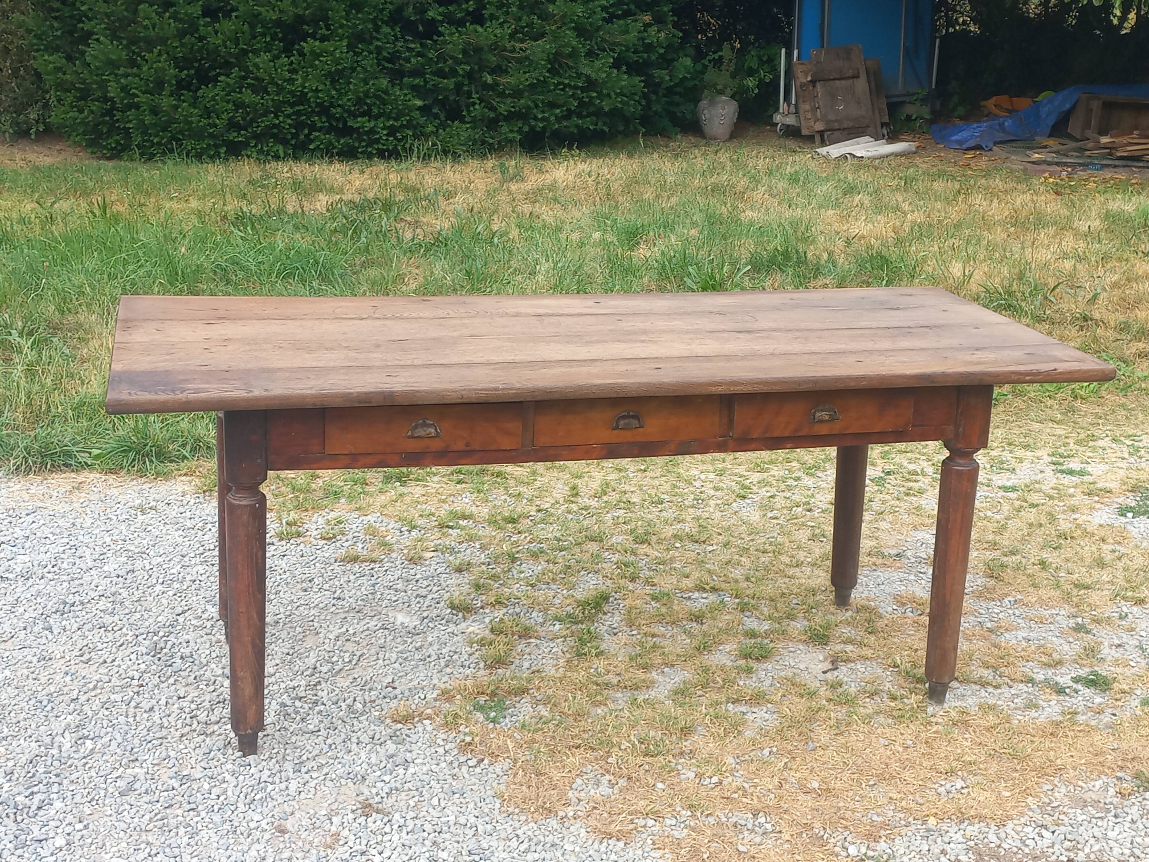 Oak farmhouse table 190cm 6 drawers