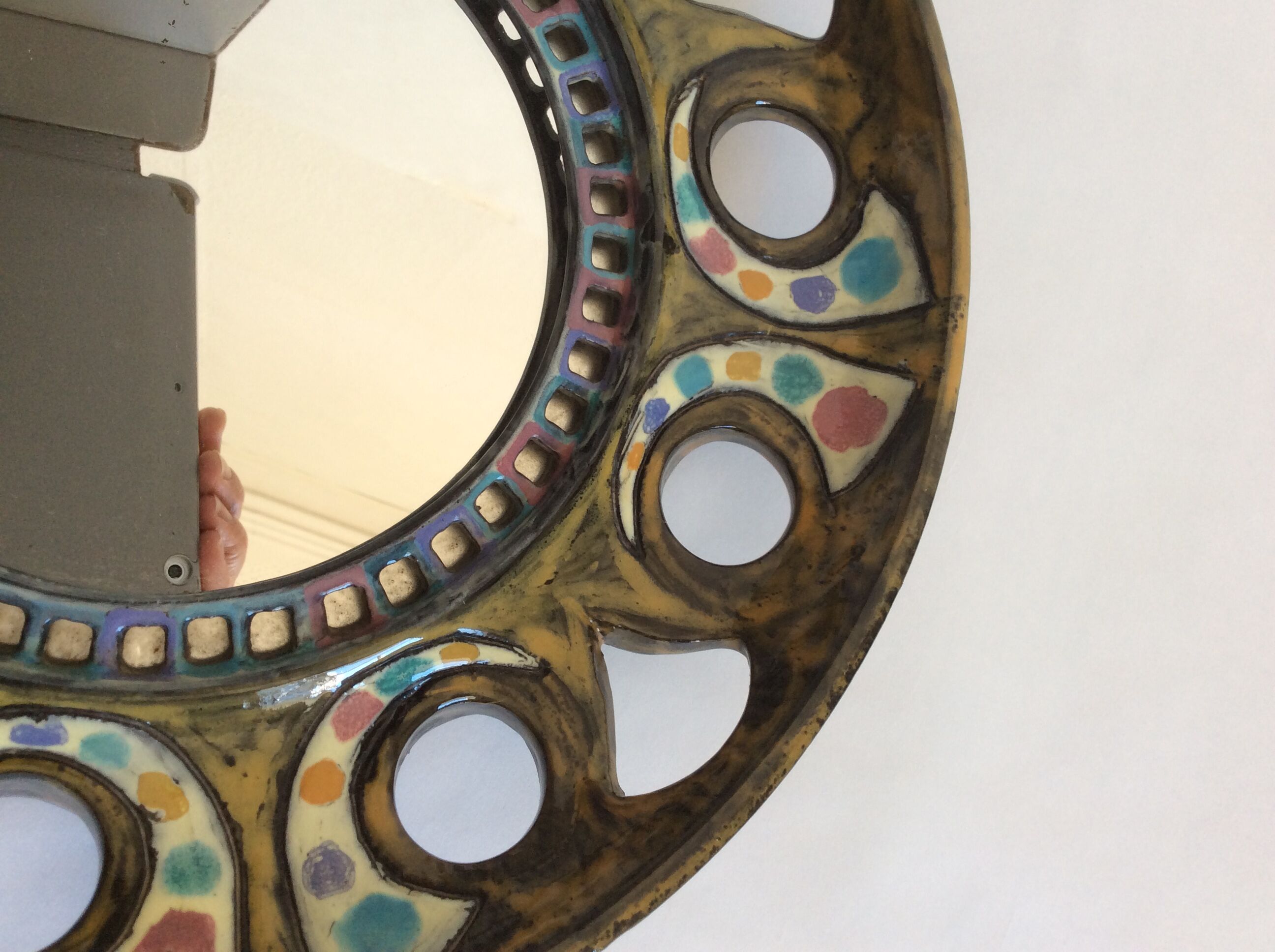 Ceramic mirror from the 1960s 32cm