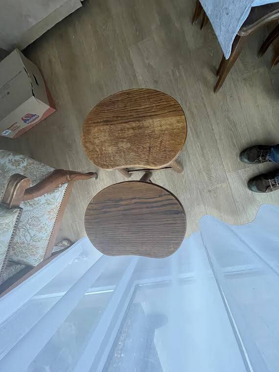 Solid oak tripod stools