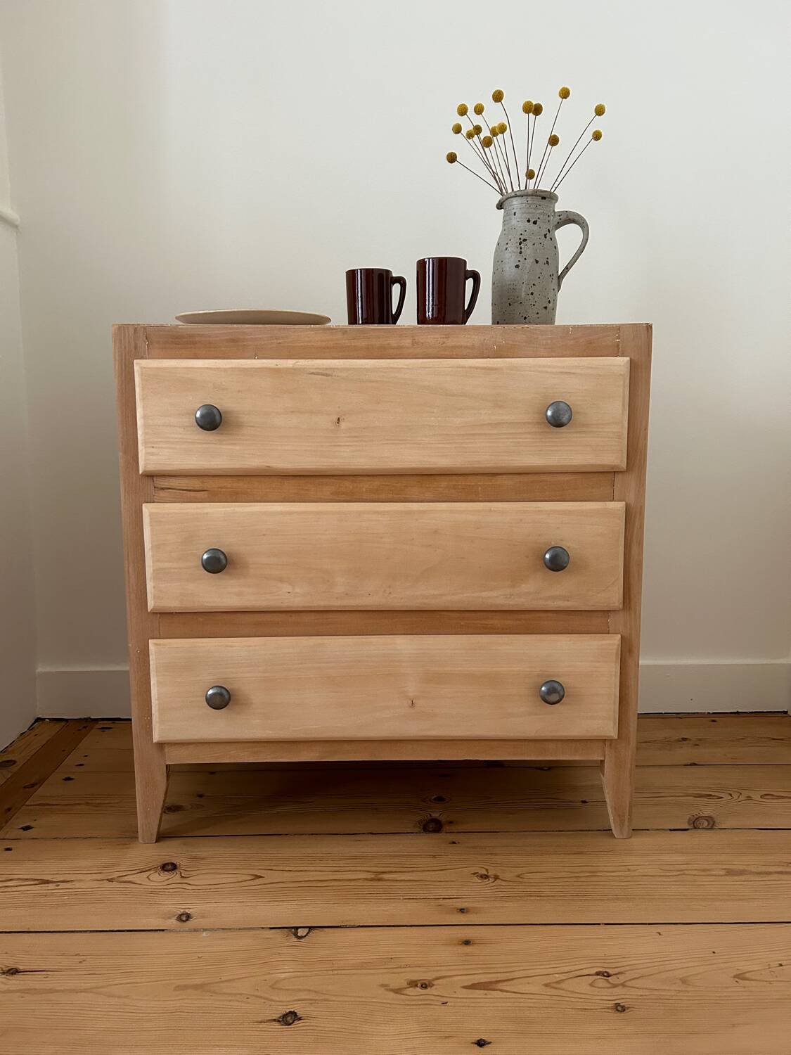 Vintage raw wood chest of drawers