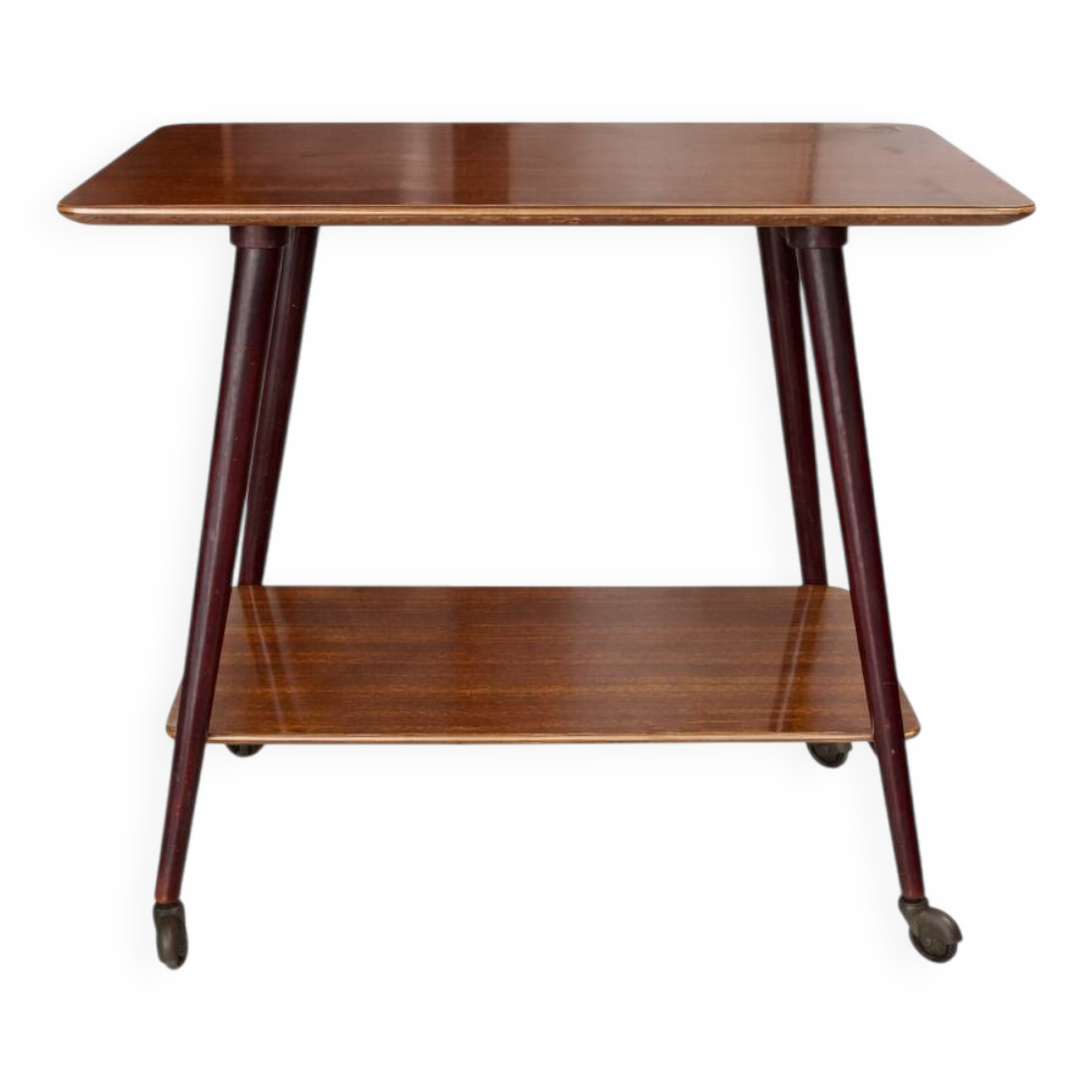 Vintage 1950s wooden sideboard – Mid-century style bar table on wheels