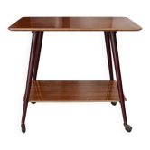 Vintage 1950s wooden sideboard – Mid-century style bar table on wheels