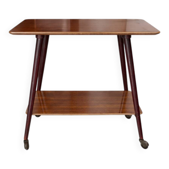 Vintage 1950s wooden sideboard – Mid-century style bar table on wheels