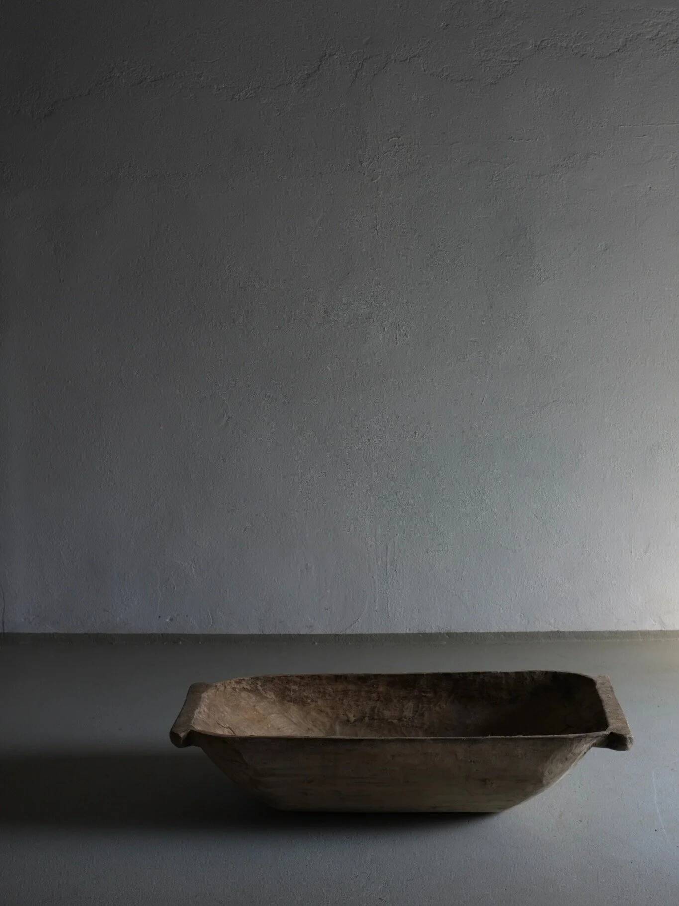 Large Wabi Sabi Carved Wood Bowl