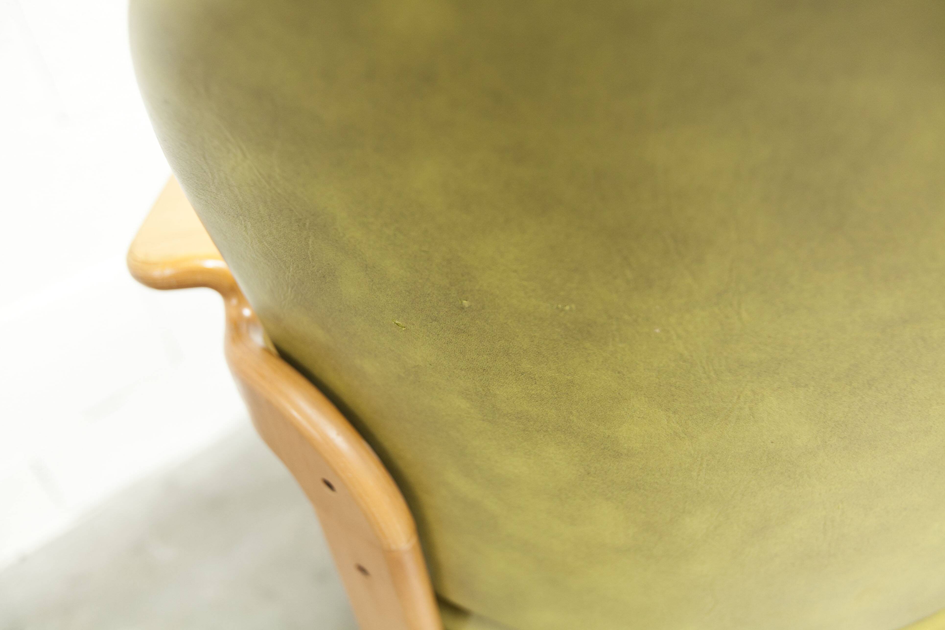 Bruno Rey solid beech bridge armchair for Dietiker 1960 green