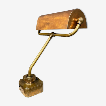 Laiton avec lampe de bureau en cuivre de la royal navy des années 1920