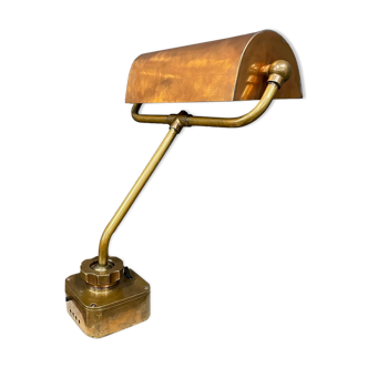 Laiton avec lampe de bureau en cuivre de la royal navy des années 1920