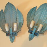 two vintage wall light circa 1950 in superb tole