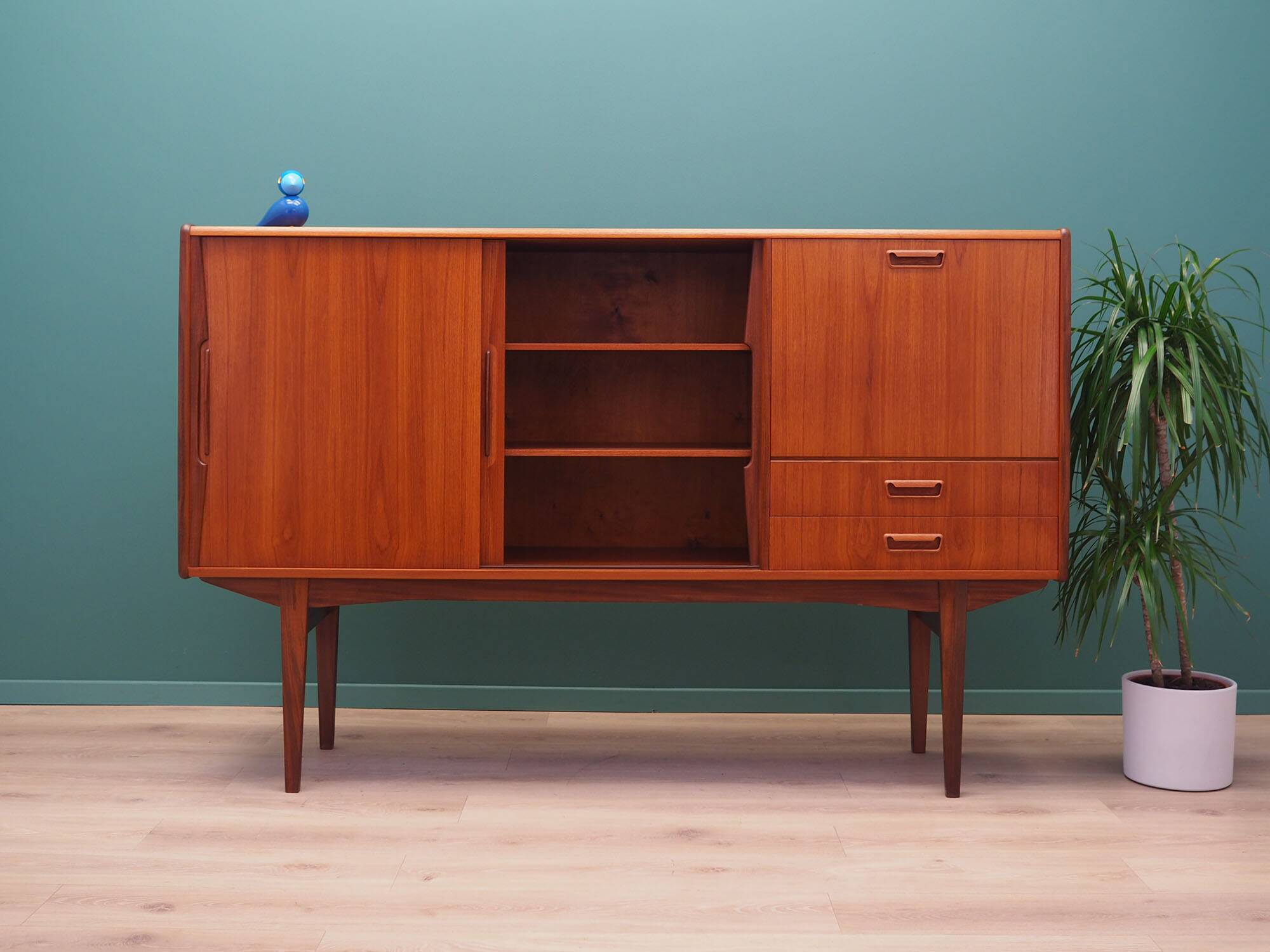 Teak highboard, Danish design, 1960s, production: Denmark