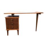 Vintage teak desk with 5 feet compass and 3 drawers