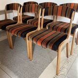 Set of 6 Baumann gondola chairs, Stamped NF