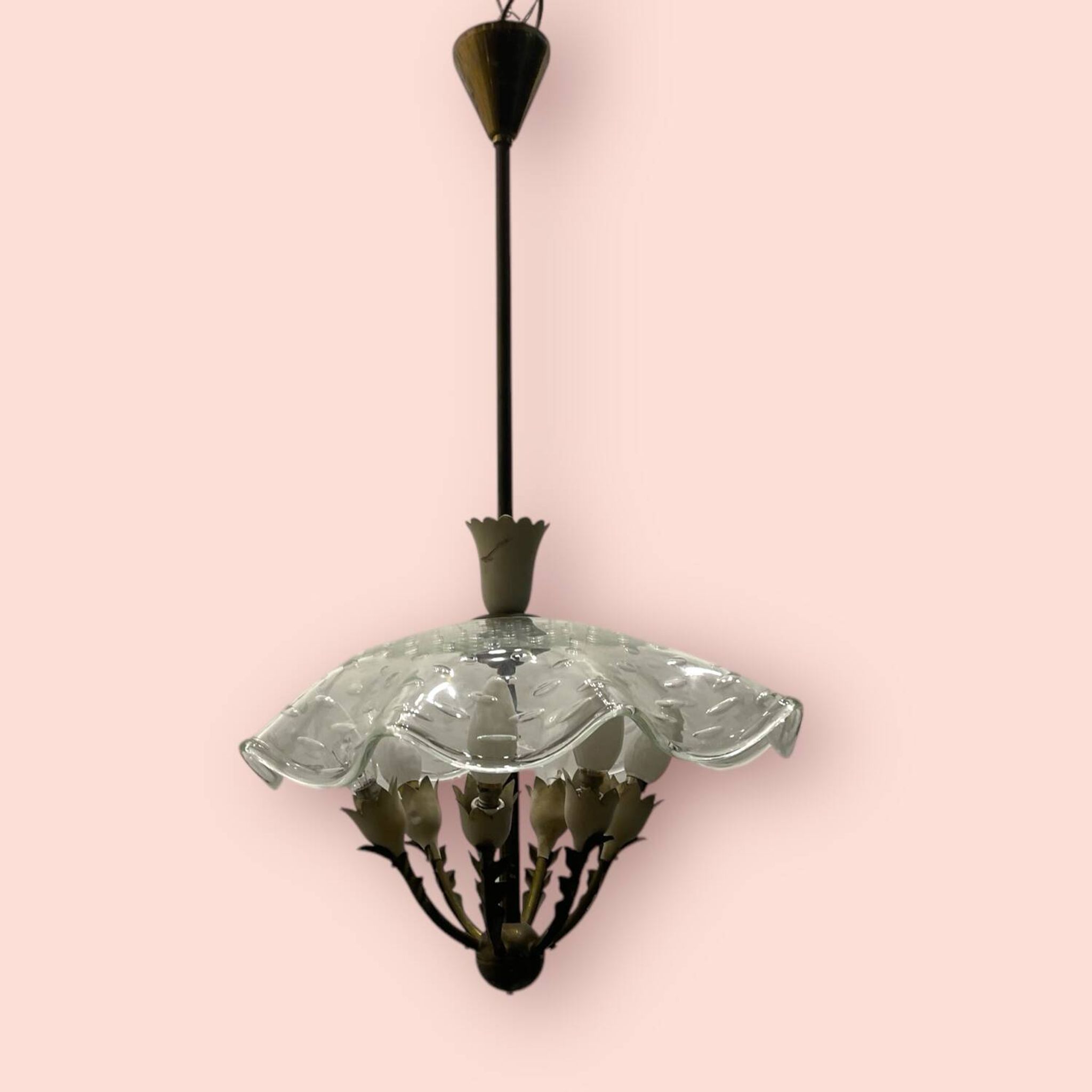 Suspension en verre de Murano des années 1950