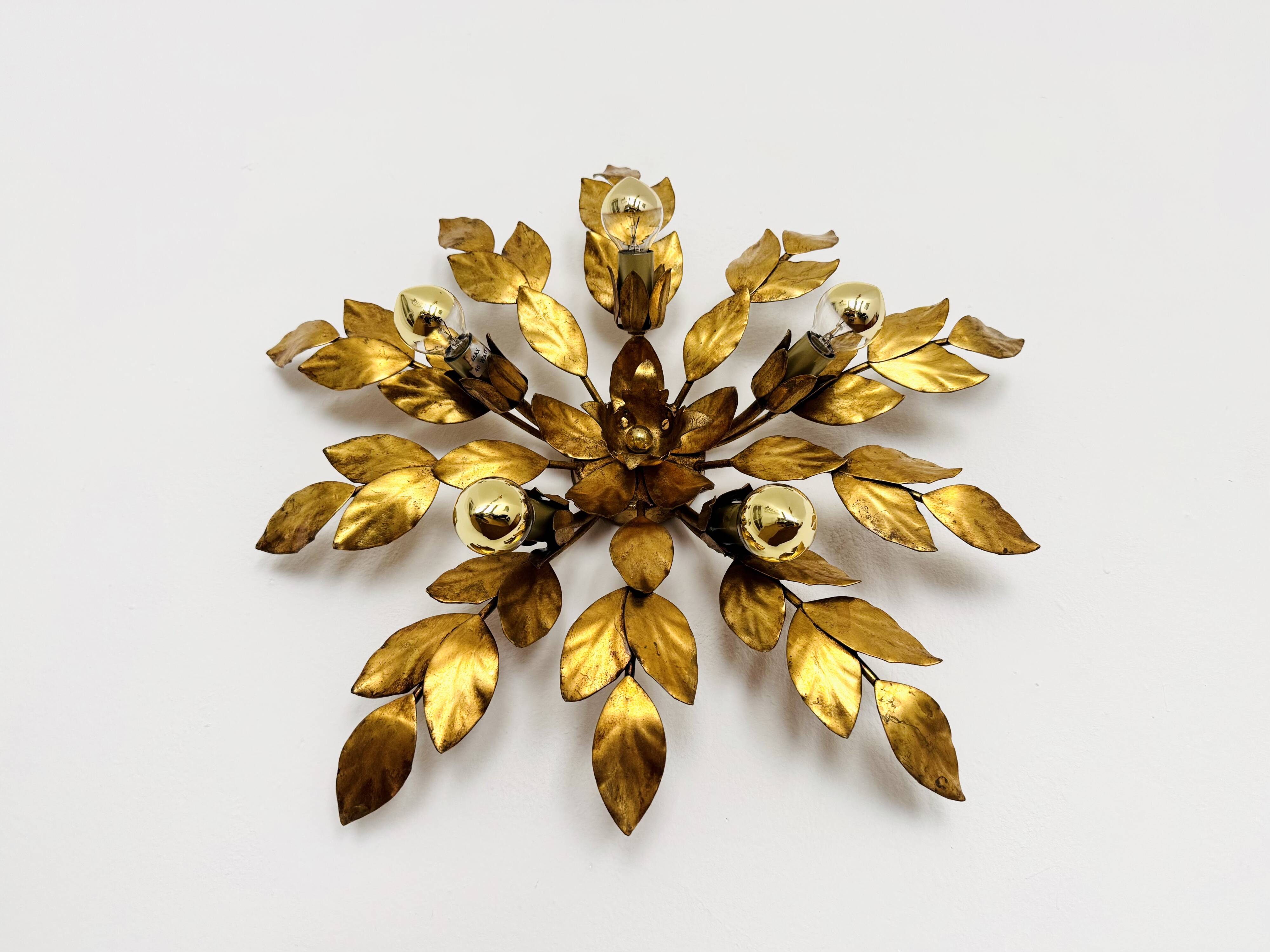 Floral Hollywood Regency Wall or Ceiling Lamp