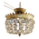 Plafonnier en cristal et laiton. Espagne, années 1950.