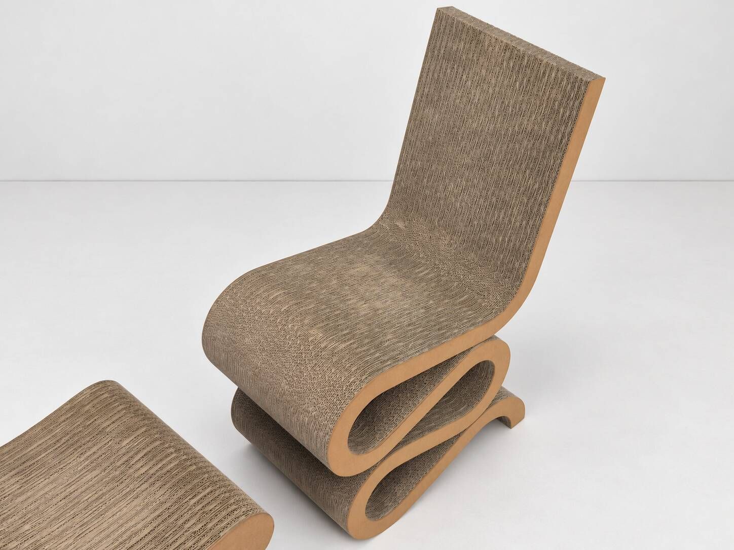 Chaise Wiggle Easy Edges avec tabouret par Frank Gehry pour Vitra