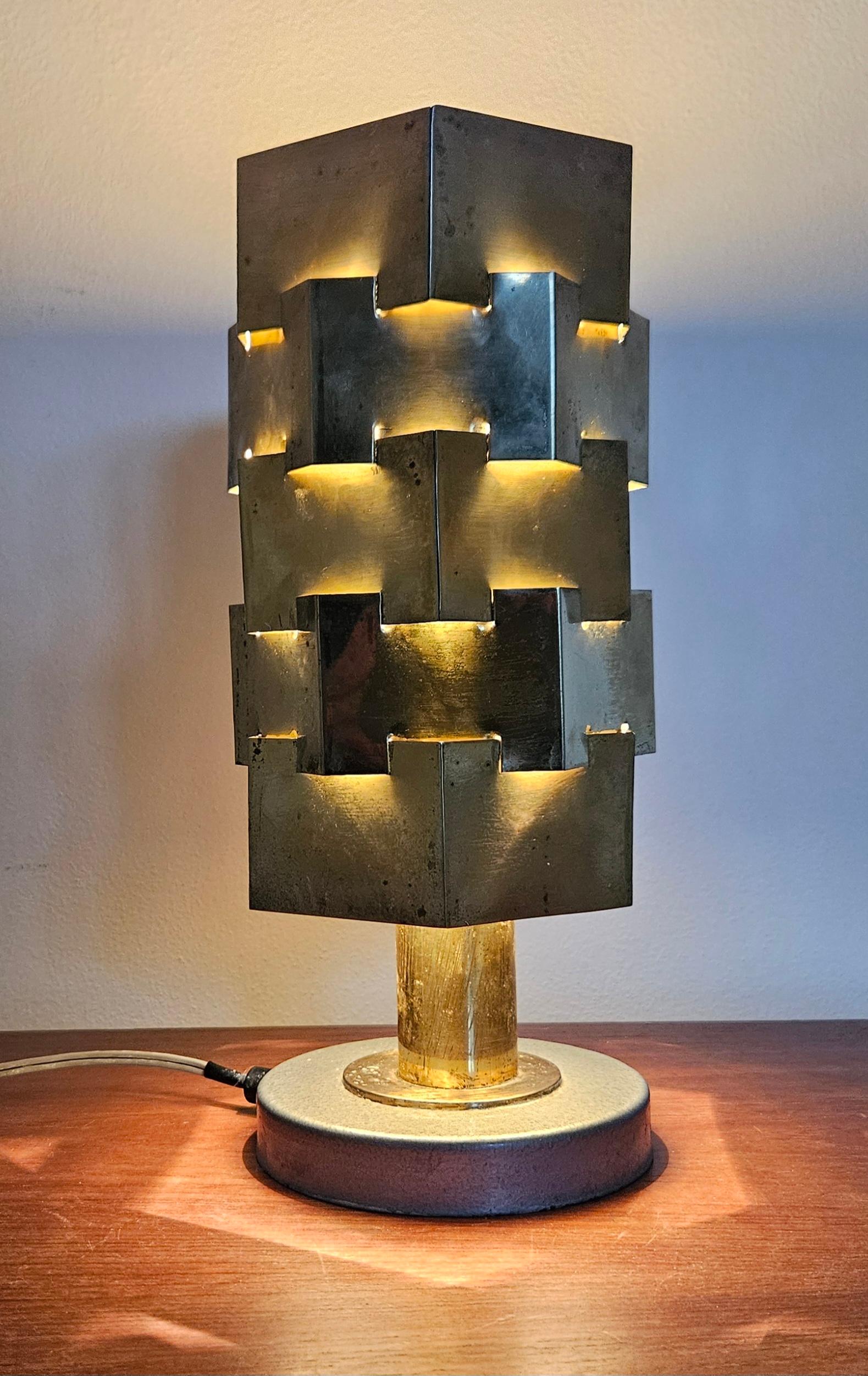 Rare Lubid Table Lamp in Brass from the Mid-Century, in the Style of Max Sauze, 1970s