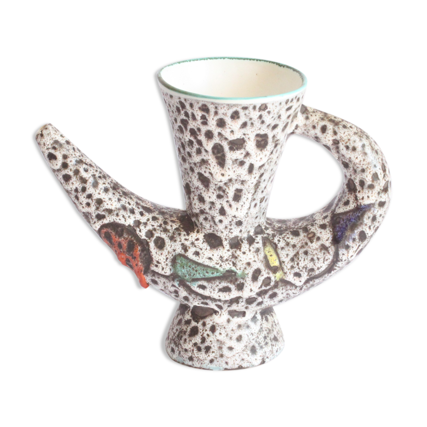 Pichet de forme organique par Marius Bessone, Vallauris années 1950.