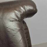 Comfortable Durlet Lounge Chairs in Chocolate Brown Leather, Set of Two 70s