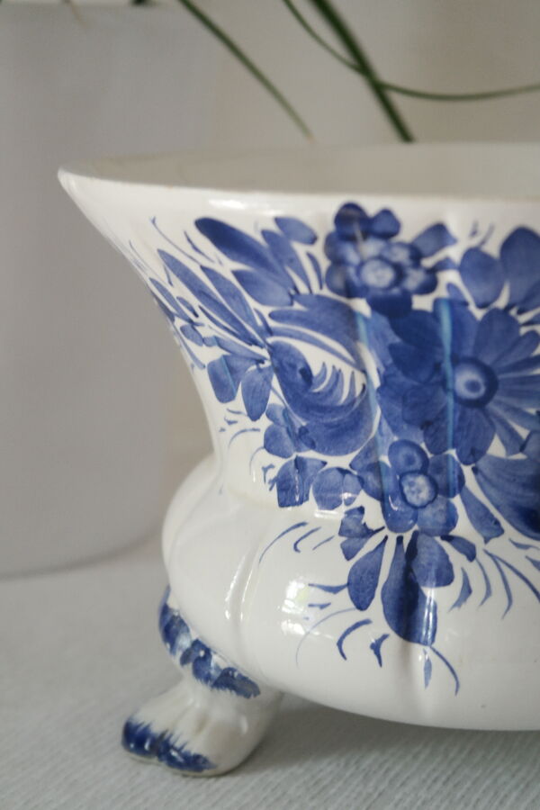 Cache pot céramique faïence  bleu delft