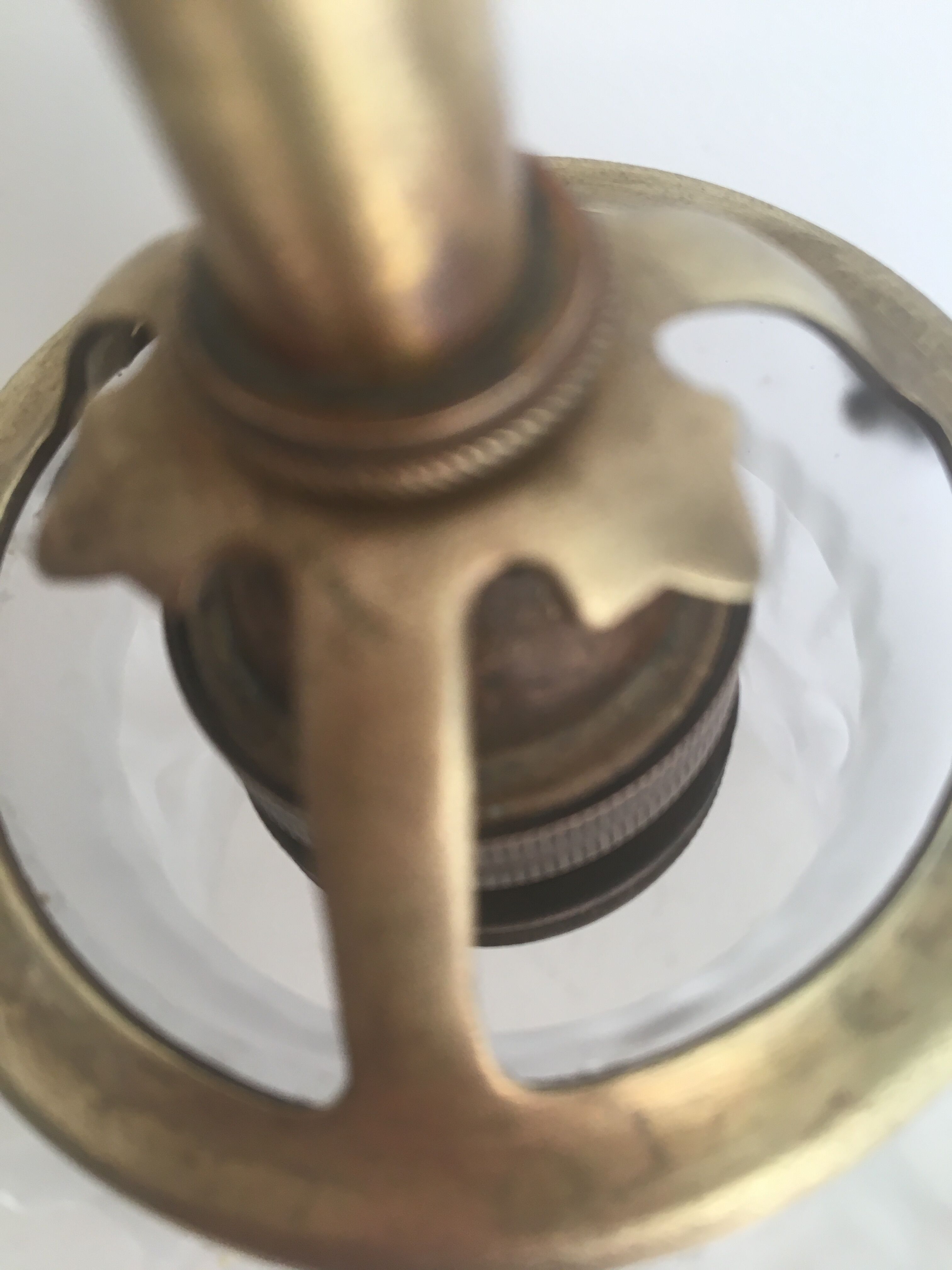 Glass wall light and brass swan collar, 1900