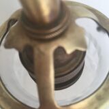 Glass wall light and brass swan collar, 1900