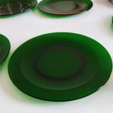 6 plats en verre vert