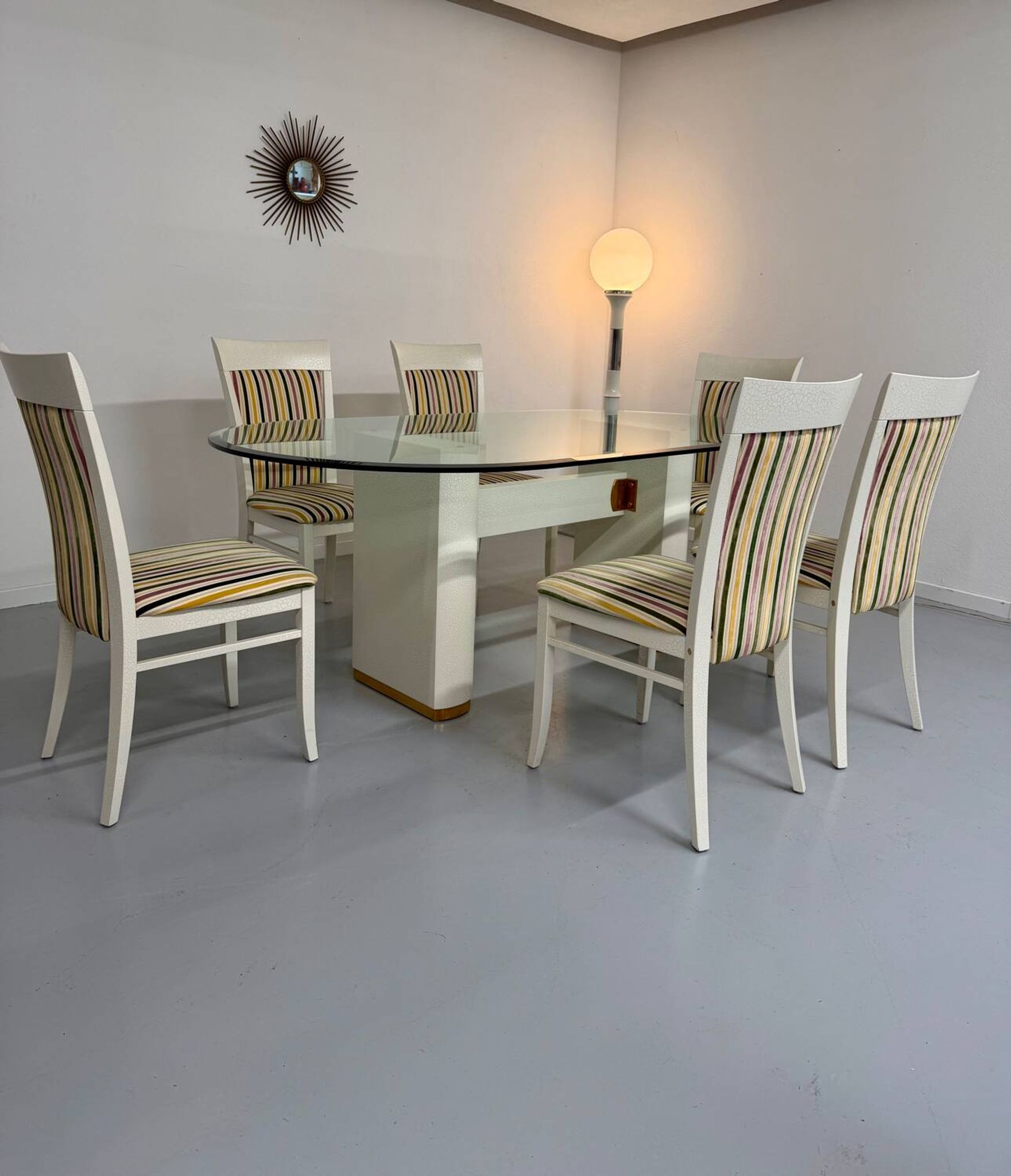 6 thonet gebruder designer chairs with crackle lacquer finish, 1980s vintage