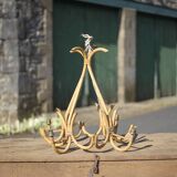 Bamboo and rattan pendant light from the 60s/70s, Louis Sognot style bamboo chandelier