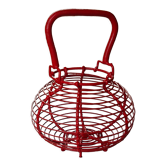 Egg basket in wire painted red, vintage from the 1970s