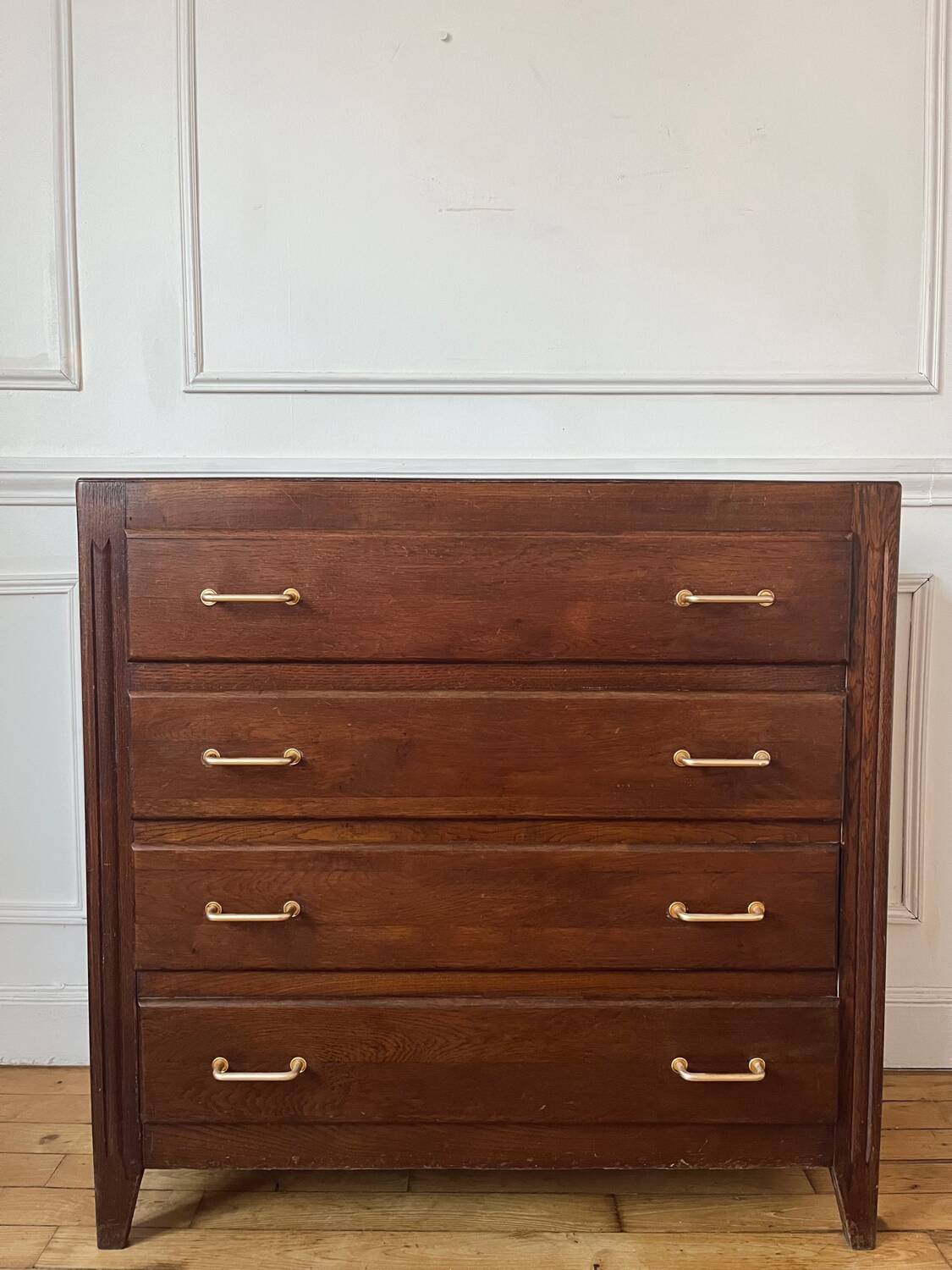 Commode en bois massif vintage années 60