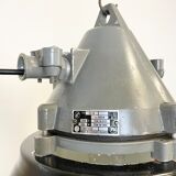 Dark grey explosion proof lamp with black enameled shade, 1970s