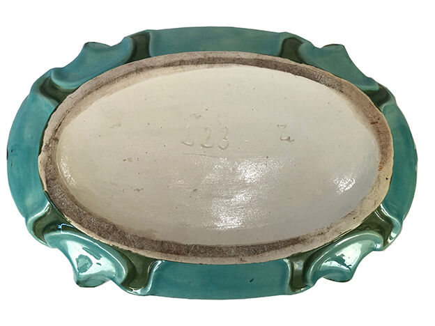 Polychrome slip planter decorated with flower garland