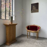 Louis XVI gilt wood and red velvet armchair