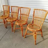 4 chaises en rotin