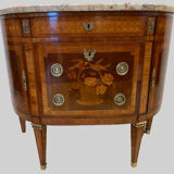 Louis XVI style half-moon chest of drawers in late nineteenth century marquetry