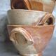 Set of 5 large sandstone bowls signed