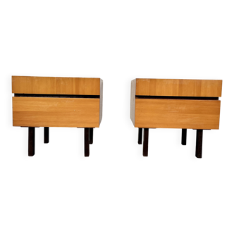 Pair of minimalist vintage bedside tables – 60s look