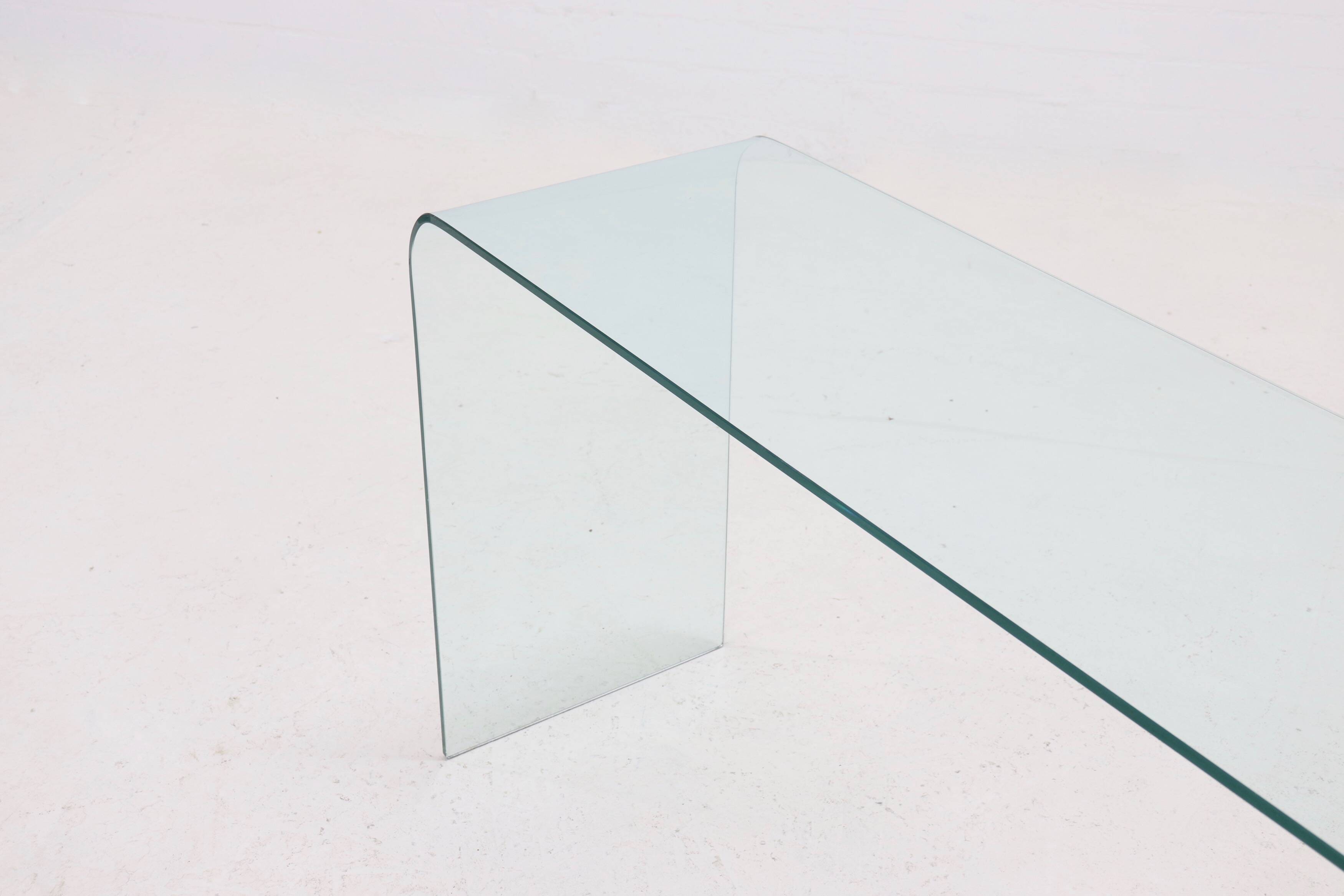 Italian Modern Glass Waterfall Console Table 1980s