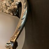 Decanting carafe or frosted glass water broc with silver metal ram head 1970