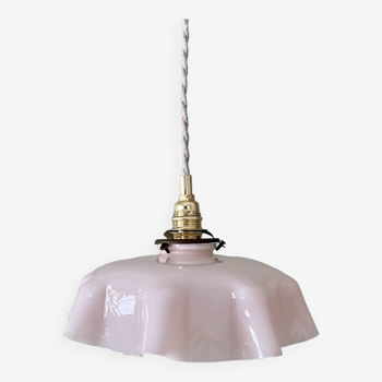 Vintage lampshade pendant light in pink opaline