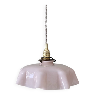 Vintage lampshade pendant light in pink opaline