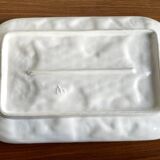 French Barbotine Majolica Serving Platter with Vine Leaf and Basket Weave Motif