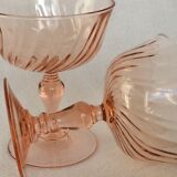 Set of 2 champagne glasses Luminarc Rosaline cocktail 70s