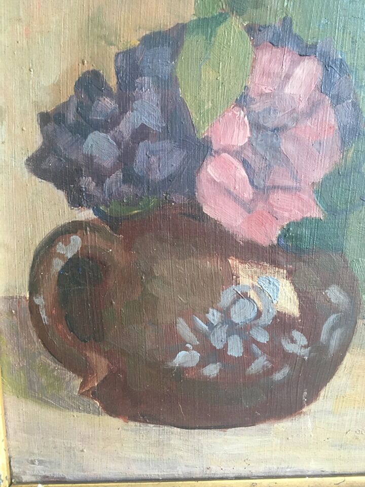 Signed still life oil painting