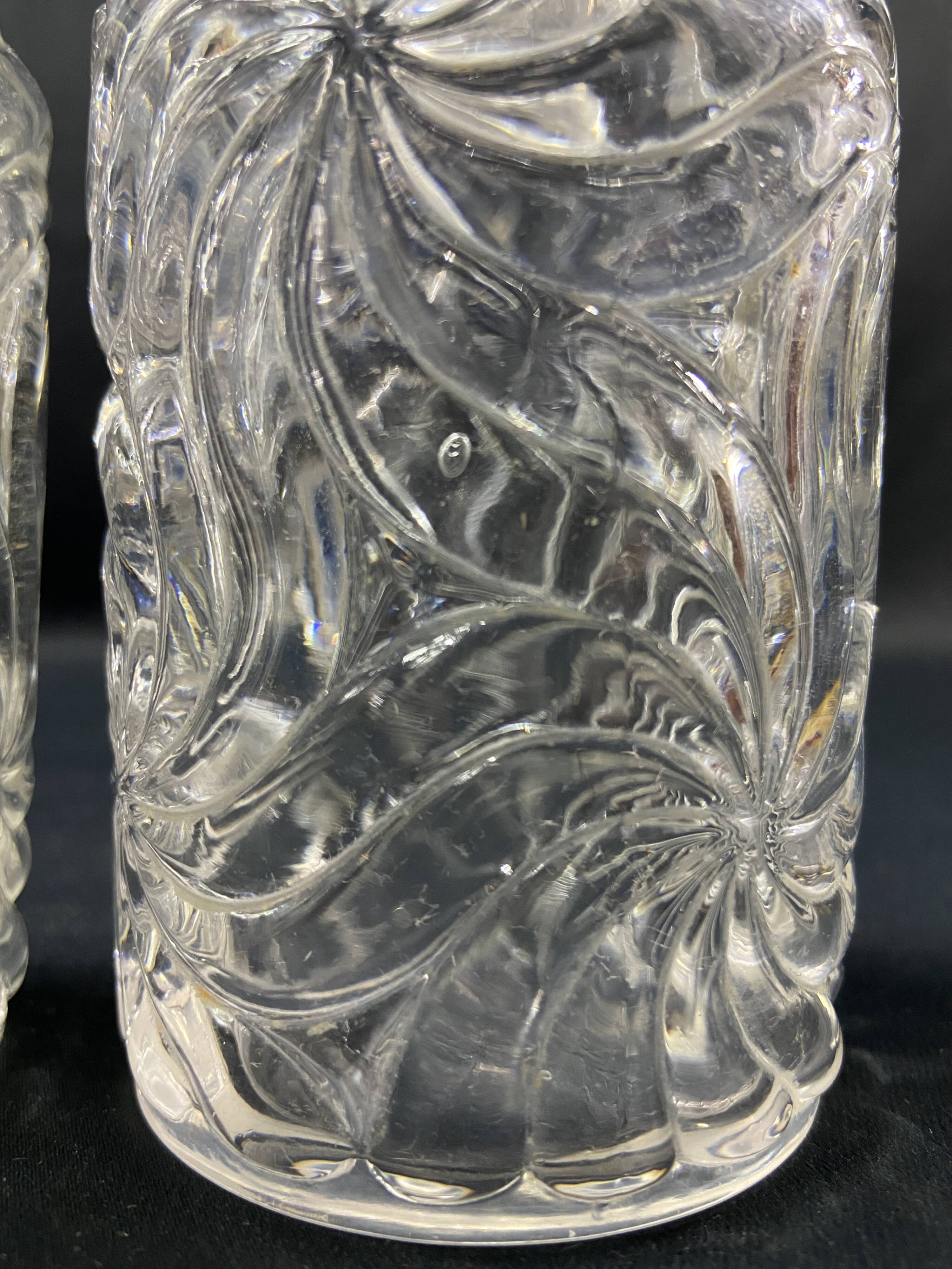 Pair of early 20th century SAINT LOUIS crystal perfume bottles, Fleurs de viole model