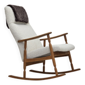1970s, Scandinavian design, high-backed rocking chair, reupholstered.